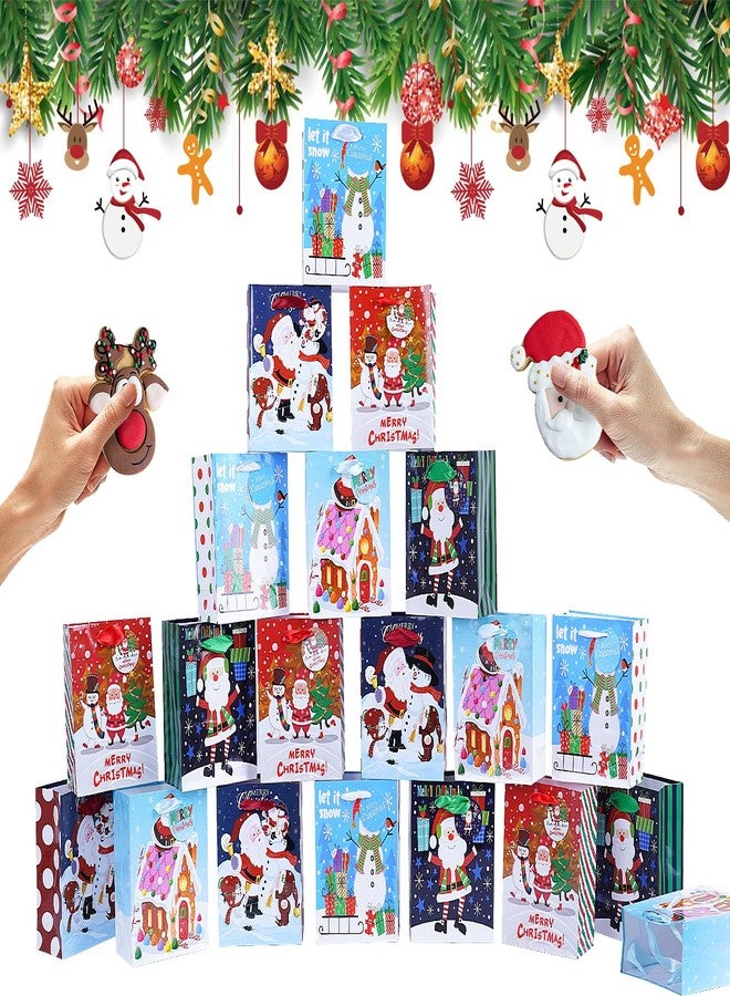 Jaywayang 20Pcs Small Chirstmas Gift Bags with Tags, Little Paper Bags with Handles Assorted Christmas Prints for Xmas Holiday Presents Wrapping. - Image 1